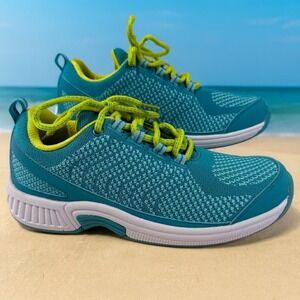 NEW Orthofeet Shoes 986 Blue Teal Yellow Athletic Walking Sneakers  Womens 8.5B